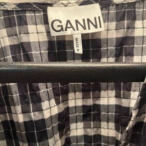 GANNI Monochrome Plaid Blouse